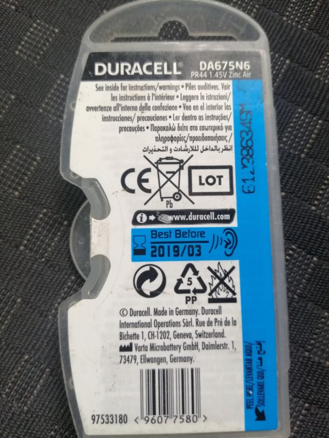 Duracell 675 Hearing Aid Batteries - 6 Pack
