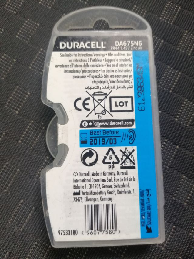 Duracell 675 Hearing Aid Batteries - 6 Pack