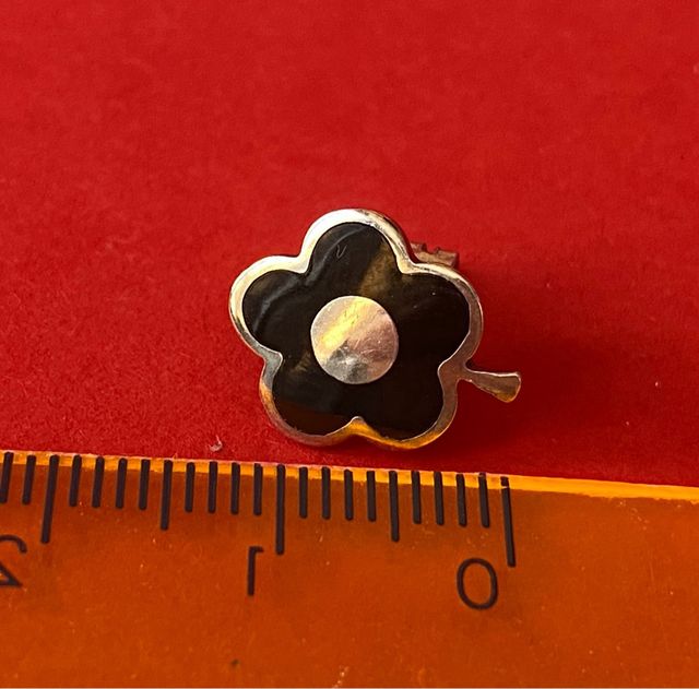 Pendientes Plata Flores negros y Plateados