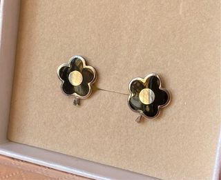 Pendientes Plata Flores negros y Plateados
