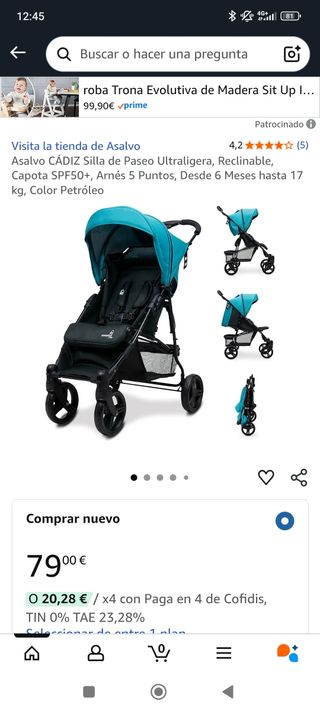 Silla de Paseo Asalvo Cádiz Negra