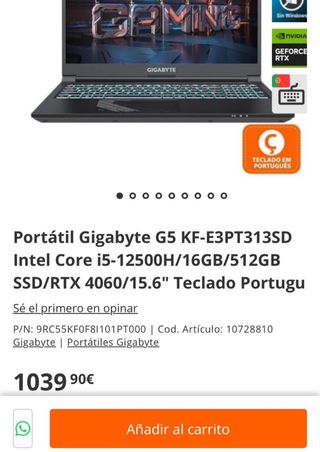 Portátil Gigabyte G5 KF-E3PT313SD Gaming