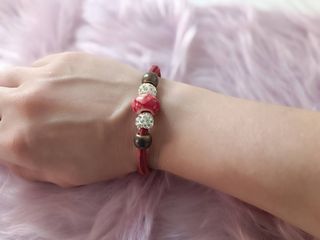 Braccialetto artigianale perle marroni e rosse