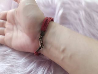 Braccialetto artigianale perle marroni e rosse