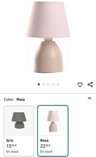 Lampara de mesa de color rosa
