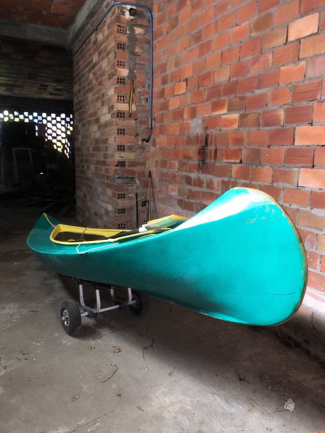 Canoa Kayak Piragua Fibra 2 Plazas con carrito