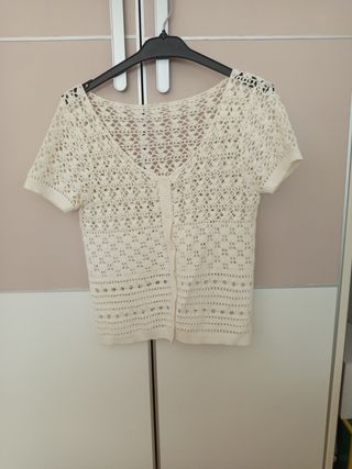 Chaqueta corta crochet blanca