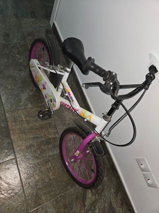 Bicicleta niños niñas blanca y rosa 16 pulgadas