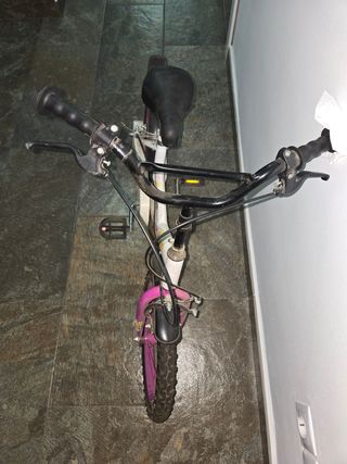 Bicicleta niños niñas blanca y rosa 16 pulgadas