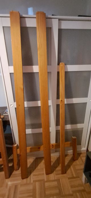 Estructura de cama de madera y somier 90x180 cm