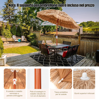 Ombrellone da Spiaggia 155 cm, Ombrelloe di Paglia