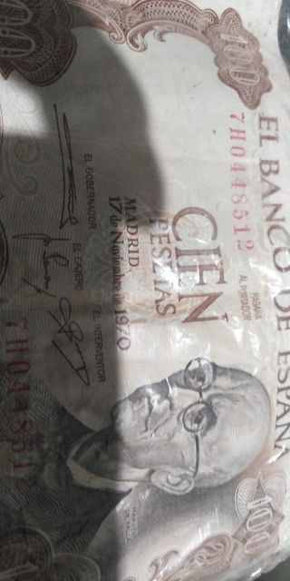 2 Billetes 100 Pesetas España 1970