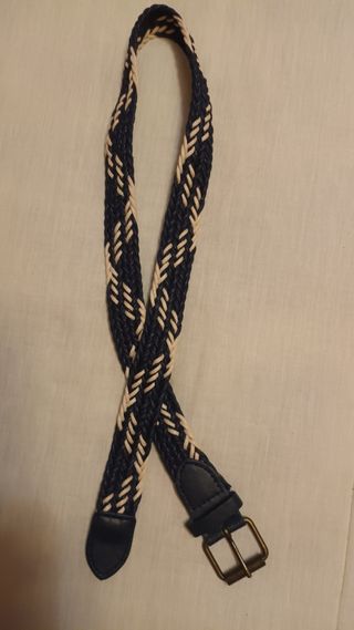 Cinturón trenzado niño beige y azul