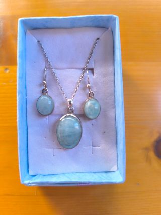 Conjunto Colgante y Pendientes Azul Plata