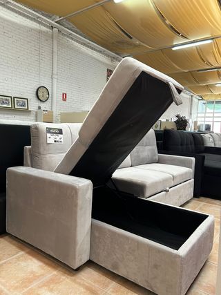 Sofá Chaiselongue Gris Claro - Cama 2 Plazas