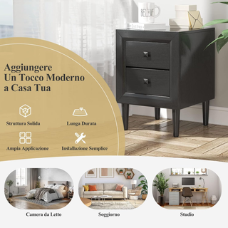 Comodino 40 x 39,5 x 55cm con 2 Cassetti, Tavolino