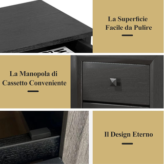 Comodino 40 x 39,5 x 55cm con 2 Cassetti, Tavolino