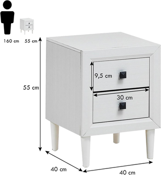 Comodino 40 x 39,5 x 55cm con 2 Cassetti, Tavolino