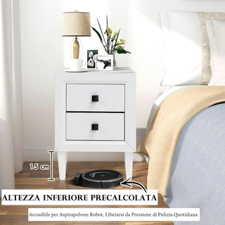 Comodino 40 x 39,5 x 55cm con 2 Cassetti, Tavolino