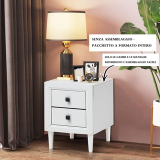 Comodino 40 x 39,5 x 55cm con 2 Cassetti, Tavolino