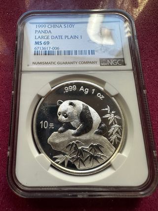 Onza Plata Panda China 1999 NGC MS69