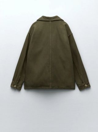 Cazadora Zara Bolsillos Verde Talla M.