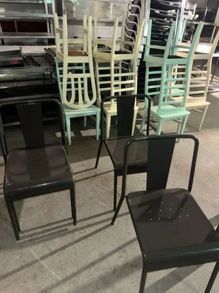 Sillas Industriales Metal Negro y Teal