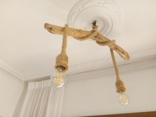 Lámparas Rústicas de Madera y Yute