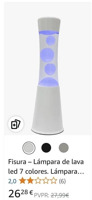 Fisura – Lámpara de lava led 7 colores. Lámpara 