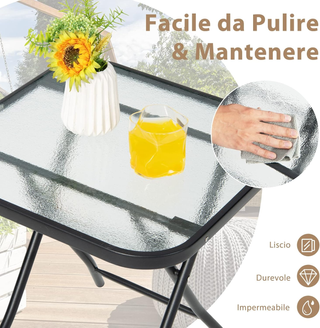 Tavolo Quadrato da Giardino, Tavolino Pieghevole e