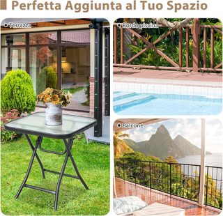 Tavolo Quadrato da Giardino, Tavolino Pieghevole e
