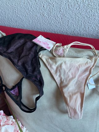 Tangas Lejaby Negro y Crema Nuevos