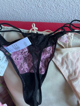 Tangas Lejaby Negro y Crema Nuevos