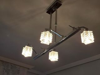 Lámpara Techo 4 Focos Plateada Cristal