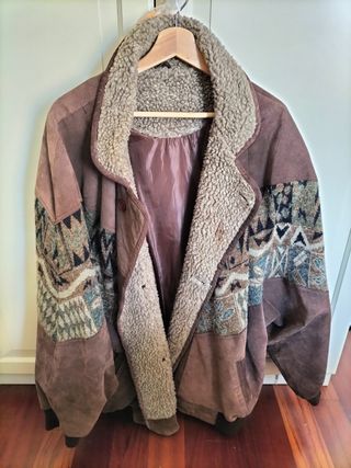 Chaqueta Vintage Ante Marrón Multicolor