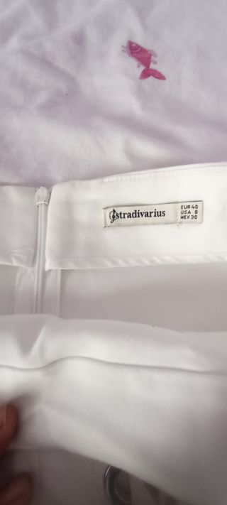 Falda pantalón Stradivarius blanca