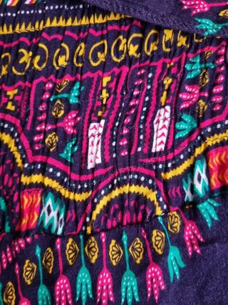 Falda larga midi multicolor azul.