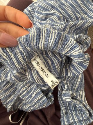 Blusa Hombros Descubiertos Rayas Azul/Blanco