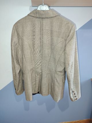 Americana cruzada cuadros beige