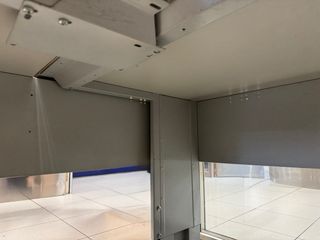 Banco de trabajo en L blanco y gris