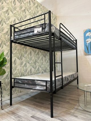 Litera Cama 90x190 Negra Metalica ¡Nueva! 