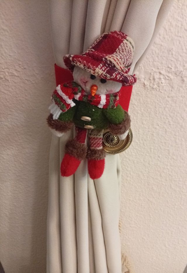 2 Alzapaños Cortinas Muñecos Navideños