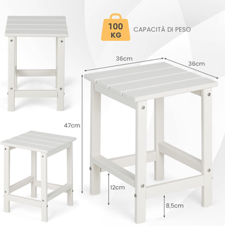 Tavolino da Giardino Quadrato per Esterno, Tavolo