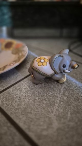 Soprammobile Elefante Porcellana Oro Grigio