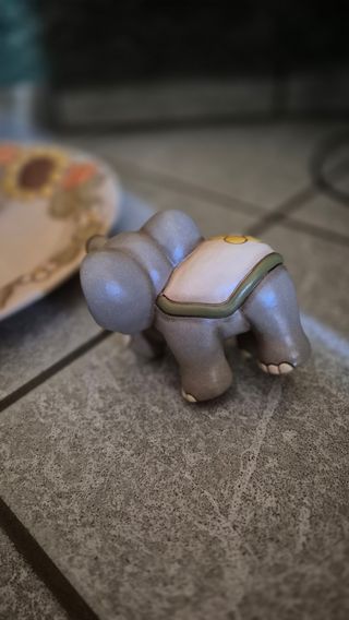 Soprammobile Elefante Porcellana Oro Grigio