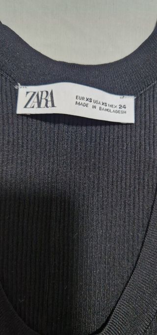 Camiseta Zara Mujer Talla XS/34 Negra
