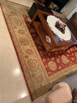 Alfombra Iraní Lana Beige y Roja