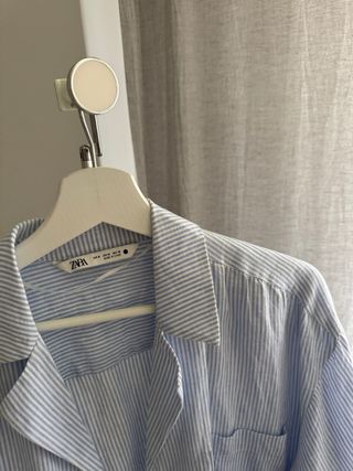 Camisa Rayas Finas Zara Azul