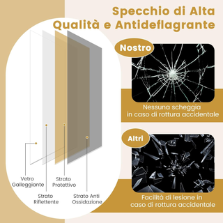 Specchio da Parete Lungo 108 x 36,5 cm, Specchio a
