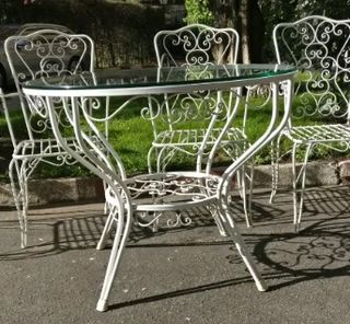 Conjunto Mesa y Sillas Jardín Vintage Hierro Forja
